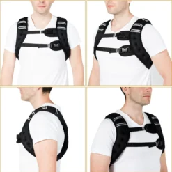 Gewichtsweste 5 kg Körpergewichtsweste Sportweste mit Reflektoren und Einstellriemen Schwarz