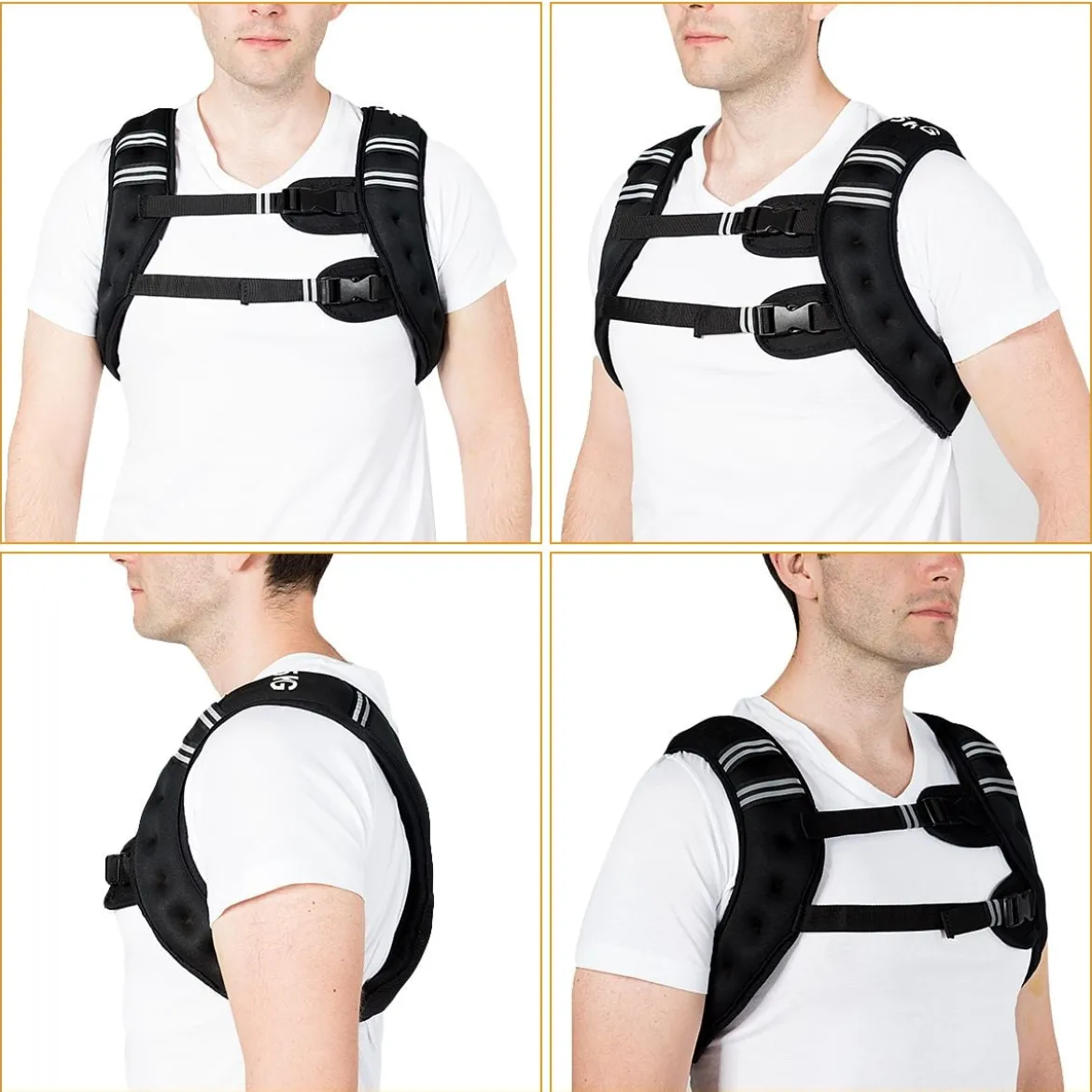 Gewichtsweste 5 kg Körpergewichtsweste Sportweste mit Reflektoren und Einstellriemen Schwarz