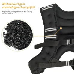 Gewichtsweste 5 kg Körpergewichtsweste Sportweste mit Reflektoren und Einstellriemen Schwarz