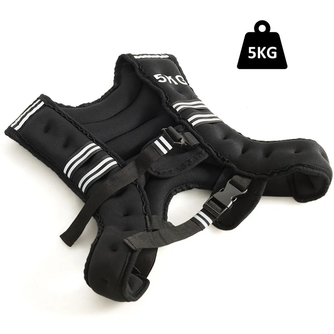 Gewichtsweste 5 kg Körpergewichtsweste Sportweste mit Reflektoren und Einstellriemen Schwarz