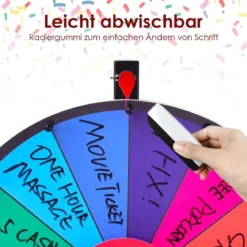 18" Glücksrad Spielzeug mit Radiergummi & Markierstift Rad Spiele für Lotteriespiele φ48cm