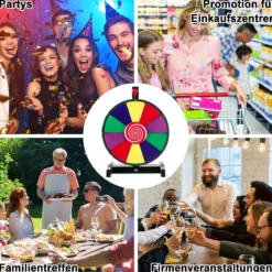 12" Glücksrad zum Drehen mit Radiergummi & Markierstift Lucky Wheel für Lotteriespiele und Wortspiele