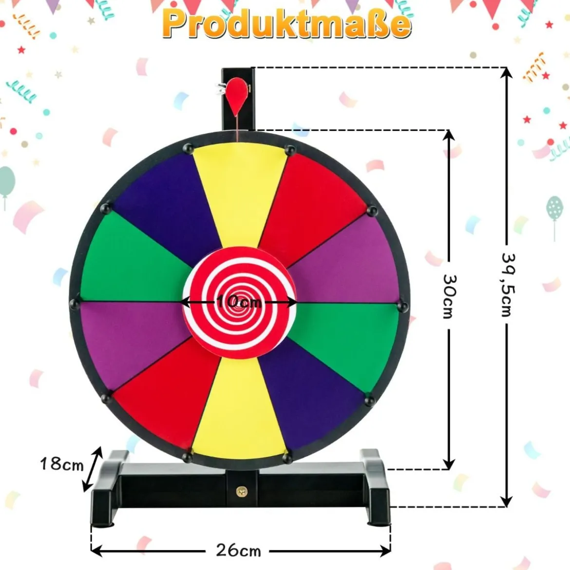12" Glücksrad zum Drehen mit Radiergummi & Markierstift Lucky Wheel für Lotteriespiele und Wortspiele