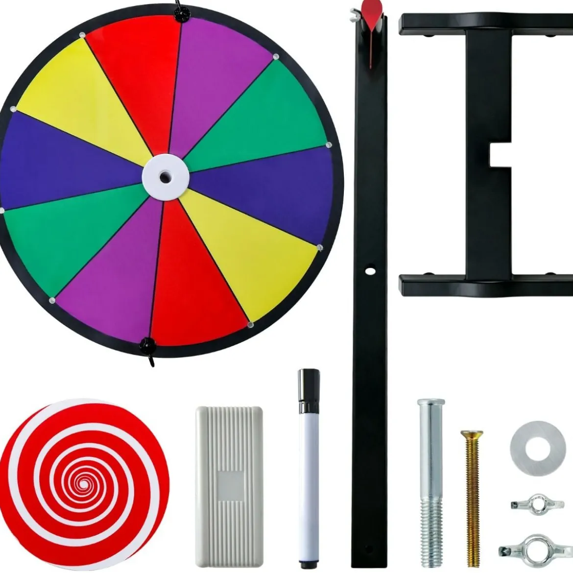 12" Glücksrad zum Drehen mit Radiergummi & Markierstift Lucky Wheel für Lotteriespiele und Wortspiele