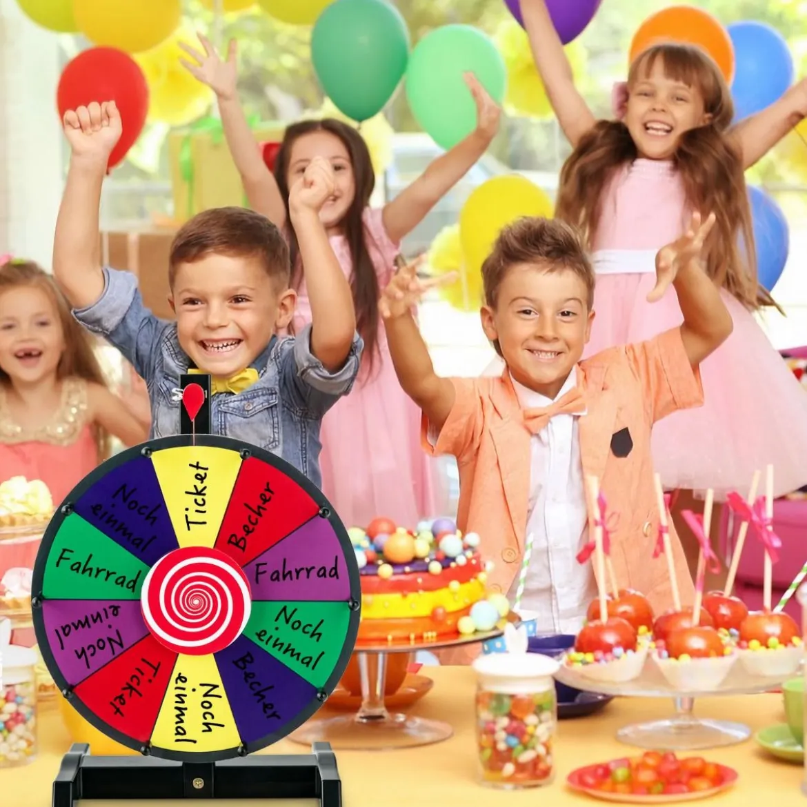 12" Glücksrad zum Drehen mit Radiergummi & Markierstift Lucky Wheel für Lotteriespiele und Wortspiele