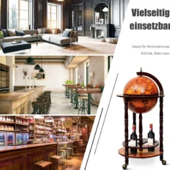 Globusbar Barwagen Globus Bar Hausbar Servierwagen Weinregal mit Rollen