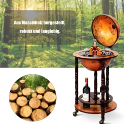 Globusbar Barwagen Globus Bar Hausbar Servierwagen Weinregal mit Rollen