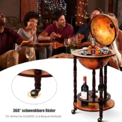 Globusbar Barwagen Globus Bar Hausbar Servierwagen Weinregal mit Rollen