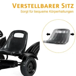 Gokart für Kinder Go Cart mit Bremsen Tretauto Verstellbarer Sitz Pedalfahrzeug Kinderfahrzeug 112x62x61cm