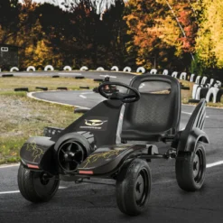 Gokart für Kinder Go Cart mit Bremsen Tretauto Verstellbarer Sitz Pedalfahrzeug Kinderfahrzeug 112x62x61cm