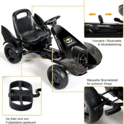 Gokart für Kinder Go Cart mit Bremsen Tretauto Verstellbarer Sitz Pedalfahrzeug Kinderfahrzeug 112x62x61cm