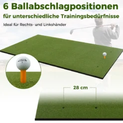 Golf Abschlagmatte 2 Gummi Tees und 2 Ausrichtungsstäbe 6 Abschlagpositionen 152 x 92 cm Dicke 20 mm