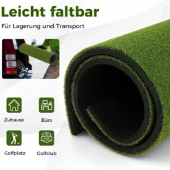 Golf Abschlagmatte 2 Gummi Tees und 2 Ausrichtungsstäbe 6 Abschlagpositionen 152 x 92 cm Dicke 20 mm