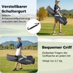 Golfbag Leichtes Golf Cart Bag mit 14 er Unterteilung Wasserabweisende Golftasche Grau