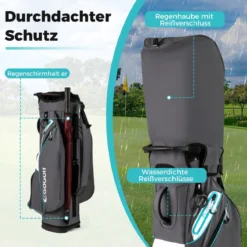 Golfbag Leichtes Golf Cart Bag mit 14 er Unterteilung Wasserabweisende Golftasche Grau