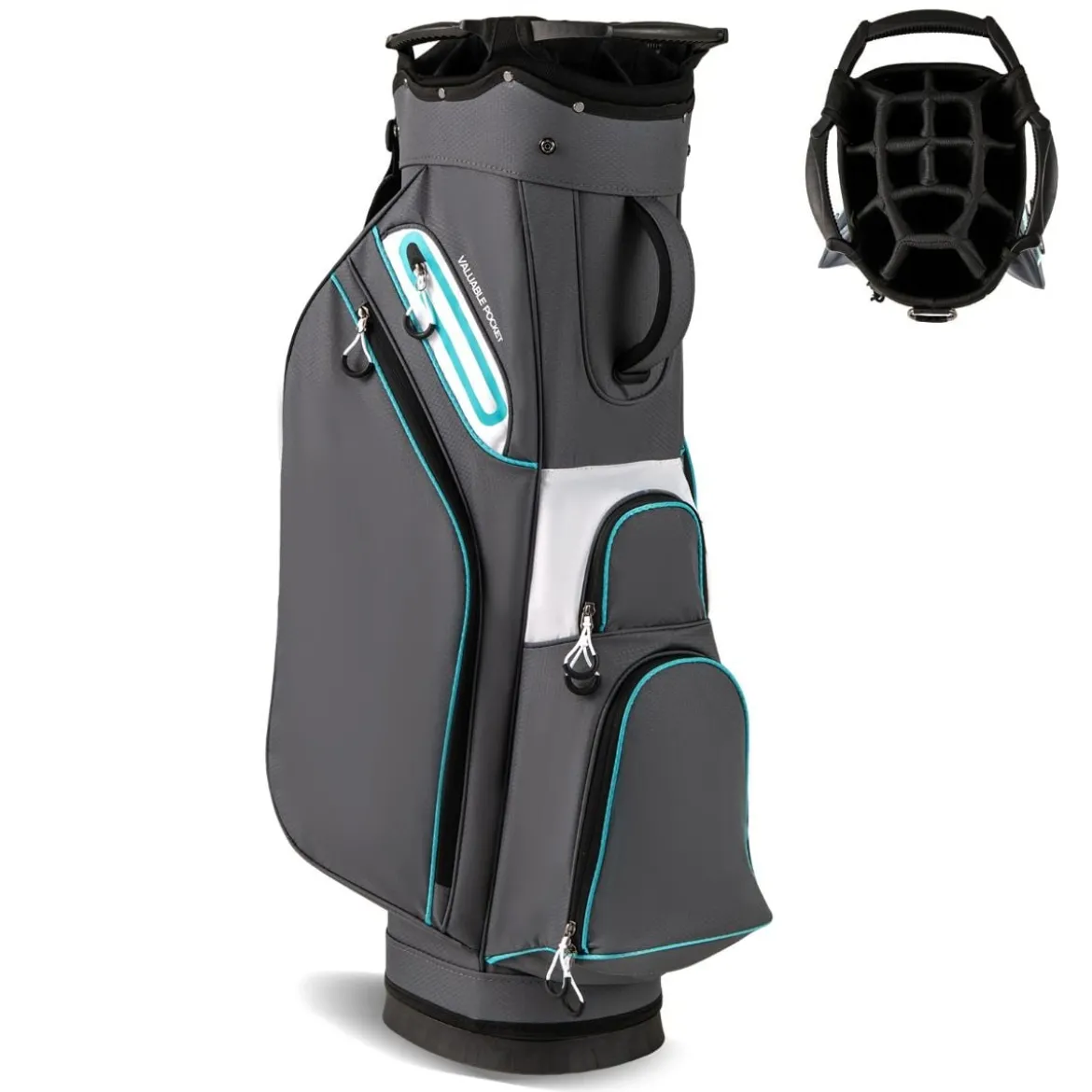 Golfbag Leichtes Golf Cart Bag mit 14 er Unterteilung Wasserabweisende Golftasche Grau
