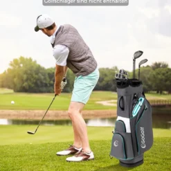 Golfbag Leichtes Golf Cart Bag mit 14 er Unterteilung Wasserabweisende Golftasche Grau