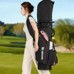 Golfbag Leichtes Golf Cart Bag mit 14 er Unterteilung Wasserabweisende Golftasche Schwarz