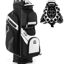 Golfbag mit 14 er Unterteilung & Tragegurt & Regenhaube & 11 Taschen Leichtes Golf Cart Bag Schwarz