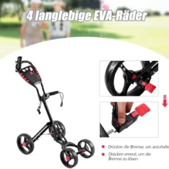 Golf Cart 4 Räder klappbares Golf Cart multifunktionales und bequemes Golf Cart Golfwagen mit verstellbarem Griff