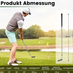 Golf Chipper 89 cm Golfschläger mit Edelstahlkopf & Rutschfester Griff für Rechtshänder Silber