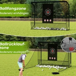 Golfnetz Golf-Übungsnetz mit Zielscheibe klappbaren Seitenteilen & Bodennetz 326 x 305 x 225 cm