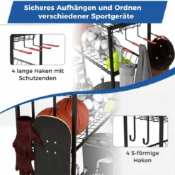 Golf Organizer mit Abnehmbaren Rollen & 4 Haken & 2 Körben Golfschläger-Organizer Schwarz