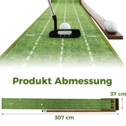 Golf Puttingmatte mit 3 Löchern & 3 Golfbällen & Kunstrasen Golfmatte Putting Trainer Grün