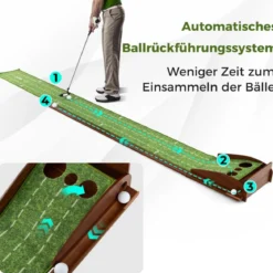 Golf Puttingmatte mit 3 Löchern & 3 Golfbällen & Kunstrasen Golfmatte Putting Trainer Grün