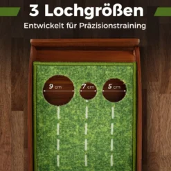 Golf Puttingmatte mit 3 Löchern & 3 Golfbällen & Kunstrasen Golfmatte Putting Trainer Grün