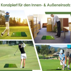 Golf Schlagmatte 3 Farben langes und kurzes Gras klappbar mit 2 Teehaltern 42 x 65 cm Grün
