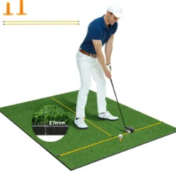 Golf Schlagmatte 2 Gummi Tees & 2 Ausrichtungsstäbe & 6 Abschlagpositionen 152 x 117 cm 27 mm Dicke