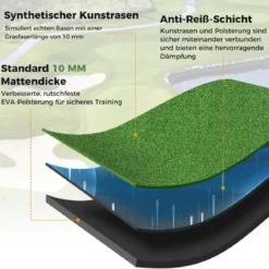 Golf Schlagmatte 2 Gummi Tees & 2 Ausrichtungsstäbe & 6 Abschlagpositionen 152 x 117 cm Dicke 27 mm