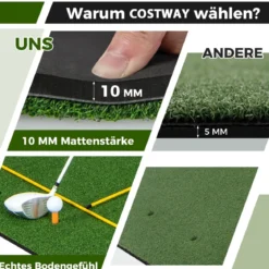 Golf Schlagmatte 2 Gummi Tees & 2 Ausrichtungsstäbe & 6 Abschlagpositionen 152 x 117 cm Dicke 27 mm