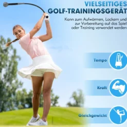 Golfschwungtrainer-Hilfe 80cm Golf Trainingshilfe mit Gewichts-Kopf für Griff Rhythmus Flexibilität Balance Grau