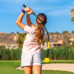 Golfschwungtrainer-Hilfe 80cm Golf Trainingshilfe mit Gewichts-Kopf für Griff Rhythmus Flexibilität Balance Gelb