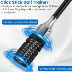 Golf Schwungtrainer mit Rutschfestem Griff Golf-Trainingshilfe Warm-up Übungsgerät Schwarz