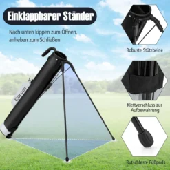 Golf-Standtasche Golfbag mit 2 er Unterteilung & Regenhaube Golftasche leicht mit Schultergurt Grau