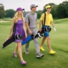 Golf-Standtasche Golfbag mit 2 er Unterteilung & Regenhaube Golftasche leicht mit Schultergurt Rosa