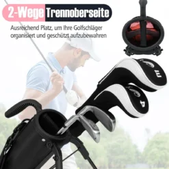 Golf-Standtasche Golfbag mit 2 er Unterteilung & Regenhaube Golftasche leicht mit Schultergurt Rosa