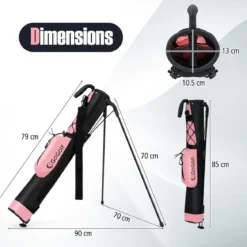 Golf-Standtasche Golfbag mit 2 er Unterteilung & Regenhaube Golftasche leicht mit Schultergurt Rosa