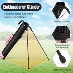 Golf-Standtasche Golfbag mit 2 er Unterteilung & Regenhaube Golftasche leicht mit Schultergurt Rosa