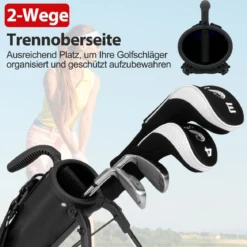 Golf-Standtasche Golfbag mit 2 er Unterteilung & Regenhaube Golftasche leicht mit Schultergurt Rot