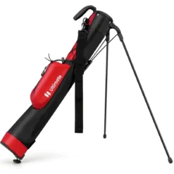 Golf-Standtasche Golfbag mit 2 er Unterteilung & Regenhaube Golftasche leicht mit Schultergurt Rot