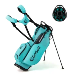 Golf Standtasche Golf bag mit 8 er Unterteilung & Regenhaube leichte Golftasche mit 5 Taschen & Standfüßen für Herren Damen Türkis