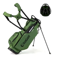 Golf Standtasche Golf bag mit 8 er Unterteilung & Regenhaube leichte Golftasche mit 5 Taschen & Standfüßen für Herren Damen Grün