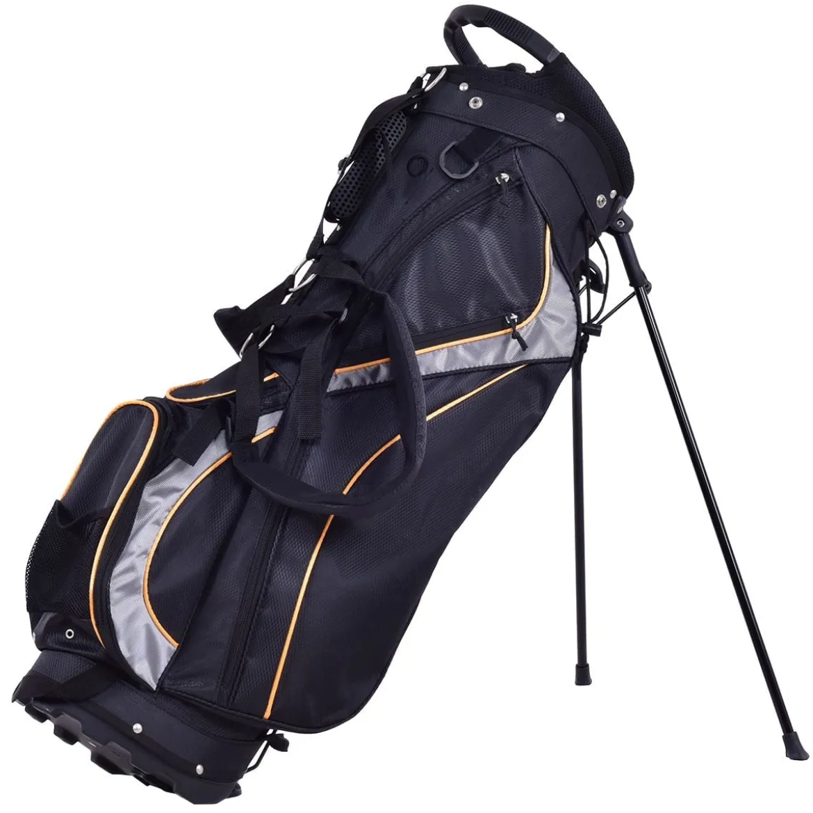 Golftasche 9 Inch Golfbag Profi-Reisebag mit Kopfteil und Tragegurt Schwarz