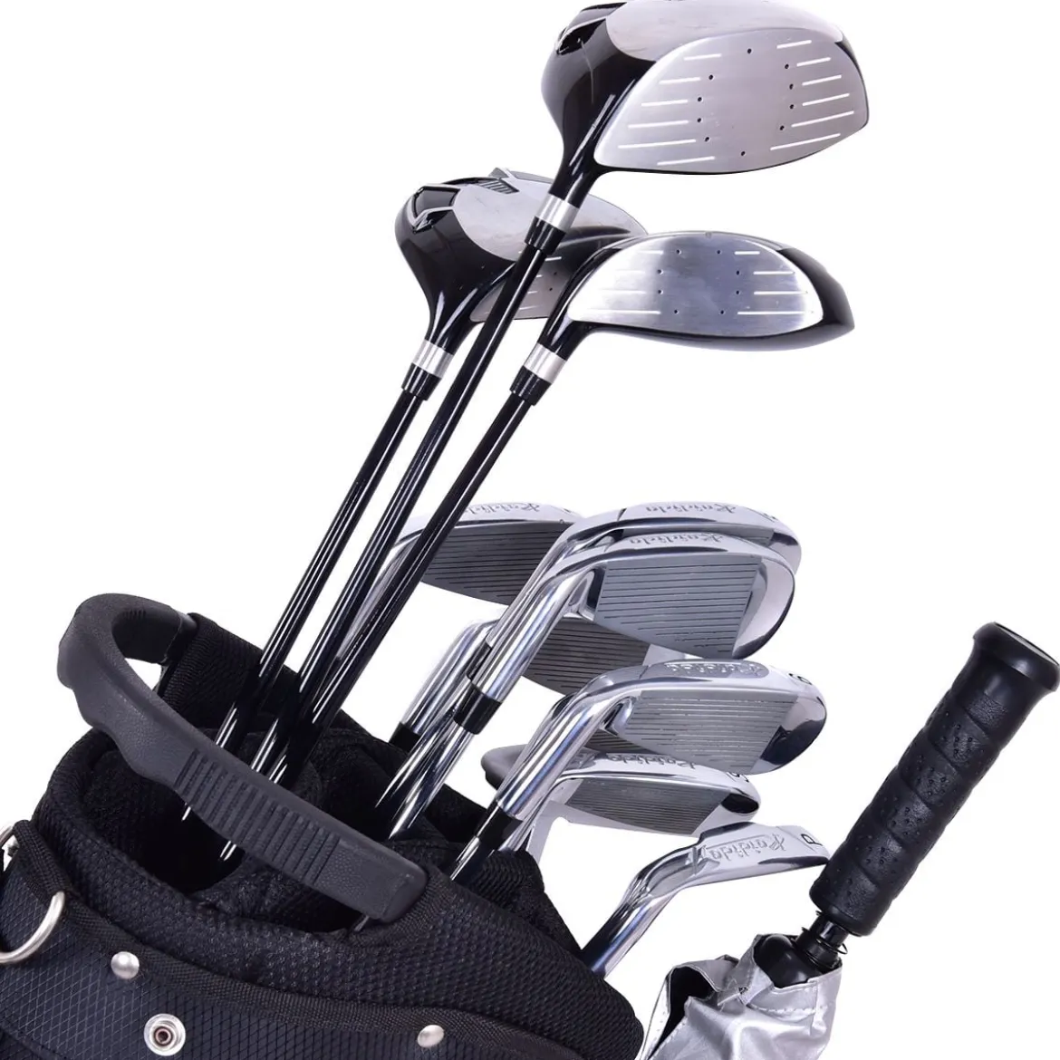 Golftasche 9 Inch Golfbag Profi-Reisebag mit Kopfteil und Tragegurt Schwarz