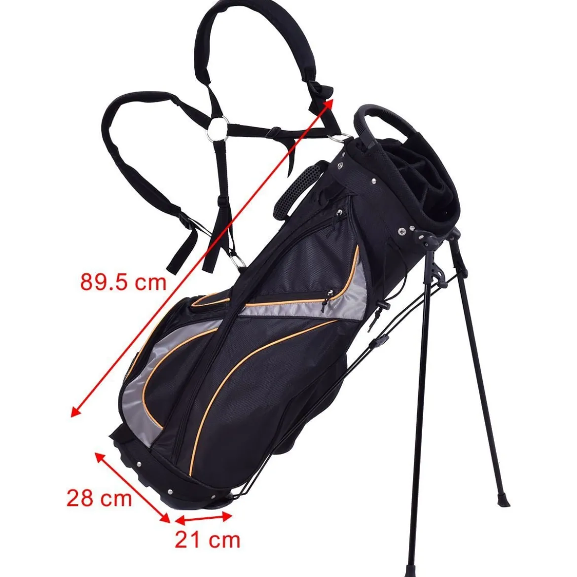 Golftasche 9 Inch Golfbag Profi-Reisebag mit Kopfteil und Tragegurt Schwarz