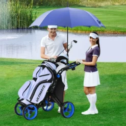 Golf Trolley 4 Rad Golftrolley Golfwagen Golf klappbar Golfcaddy Golf Push Cart aus Aluminum